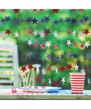 8 Strands Patriotic Star Streamers Banner Garland for 4th of July BBQ- Memorial Day- Veterans Day Party- Independence Day Cel...