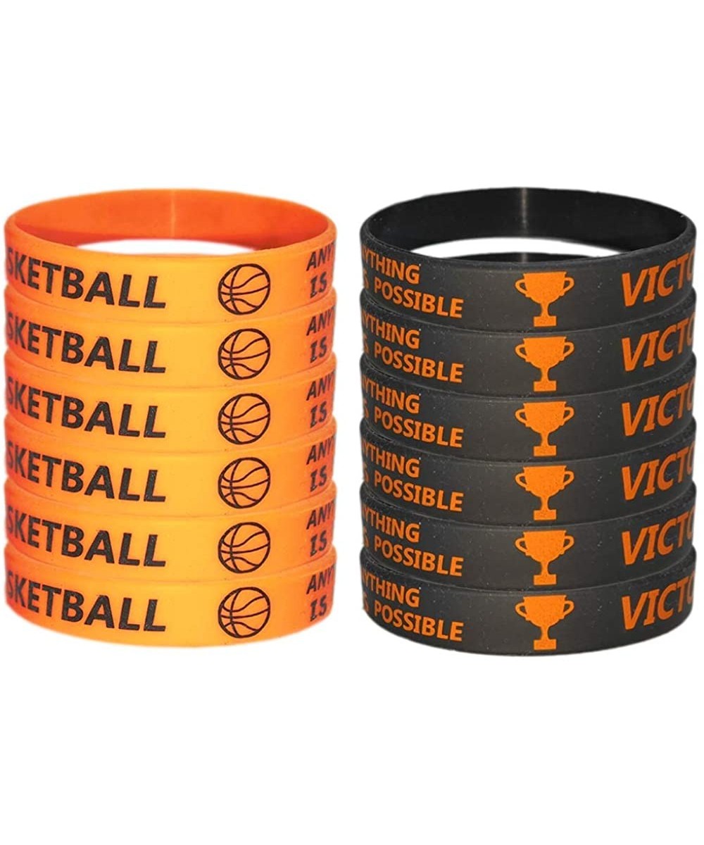 24 PCS Basketball Motivational Silicone Wristband for Kids - Personalized Silicone Rubber - Sports Gifts - Party Favors and S...