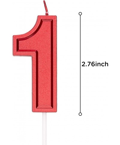 2.76 Inch Red Glitter Happy Birthday Cake Candles Number Candles Birthday Candle Cake Topper Decoration for Party Kids Adults...