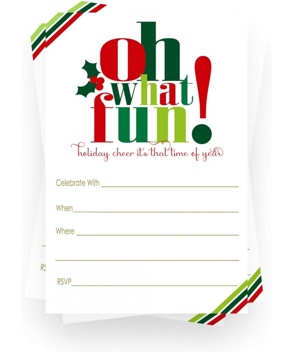 Oh Fun Christmas Party Invitation with Red Envelopes (15 Pack) Jingle Mingle Invites - Holiday Party Supplies - Festive Celeb...