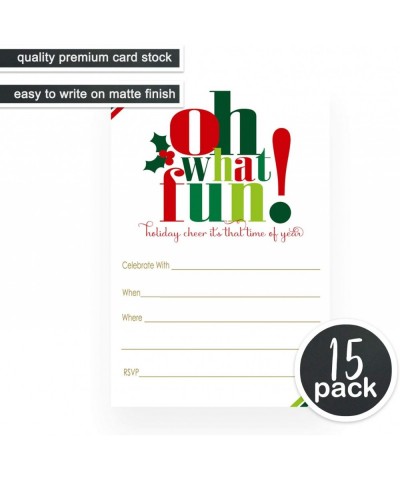 Oh Fun Christmas Party Invitation with Red Envelopes (15 Pack) Jingle Mingle Invites - Holiday Party Supplies - Festive Celeb...