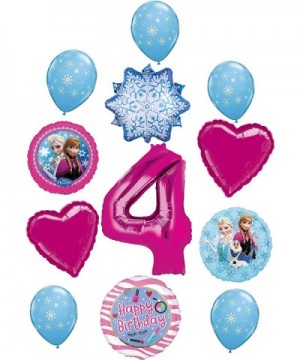 Frozen Party Supplies 4th Birthday Balloon Bouquet Decorations Elsa- Anna and Olaf Let It Snow - CA19H44HZG0 $18.56 Balloons