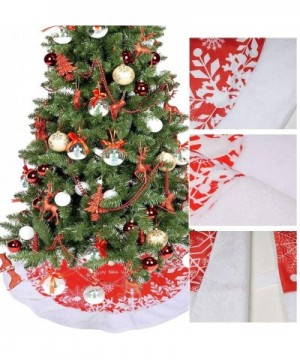 Christmas Tree Skirt Tree Mat - 48inch Red Letter Snowflake Alphabet Base Cover Decoration Tree Carpet New Year - Red - CB18Y...