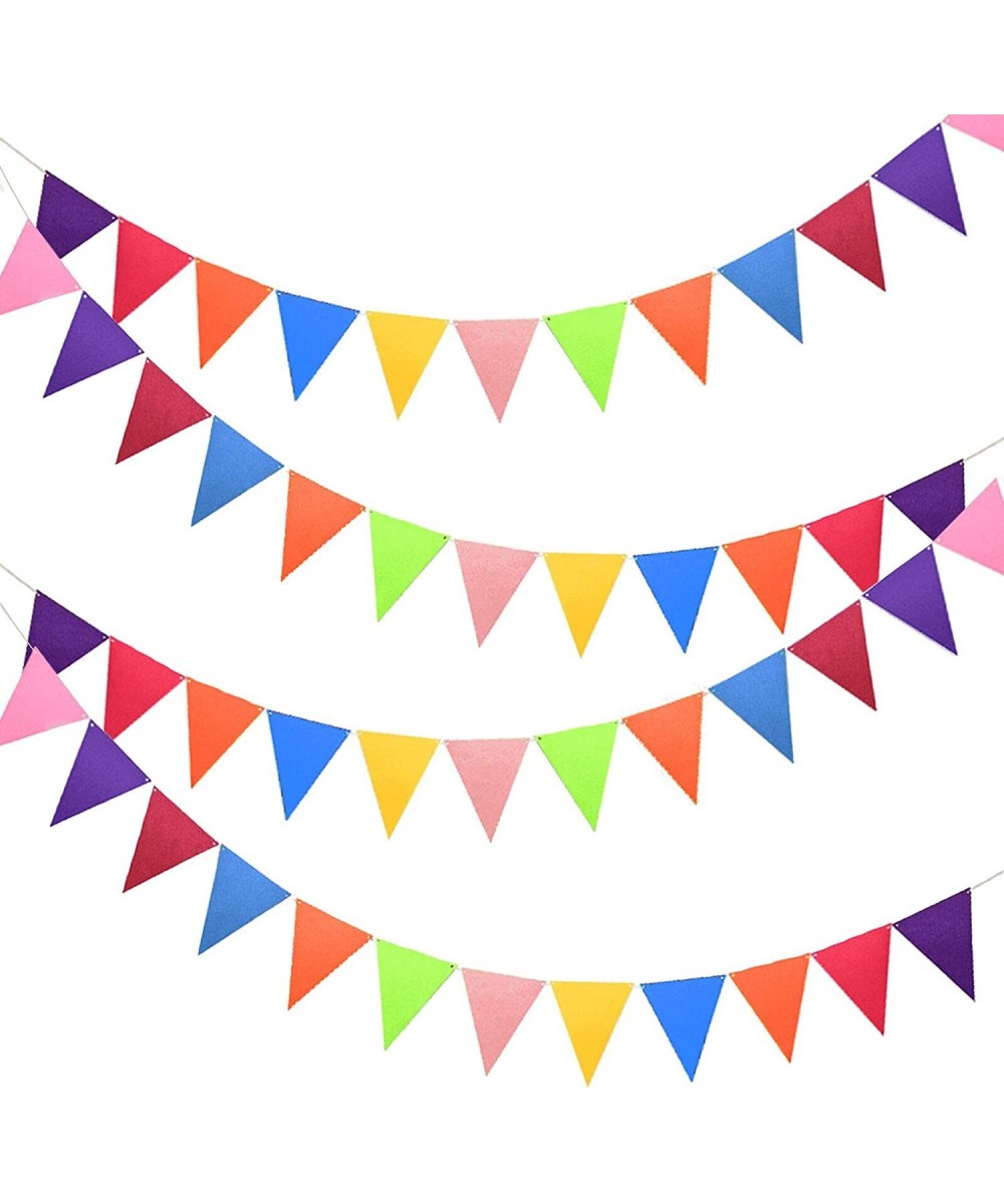 4 Pack Colorful Pennant Banner Rainbow Felt Fabric Flag Multicolor Triangle Bunting for Birthday Party Celebration Decoration...