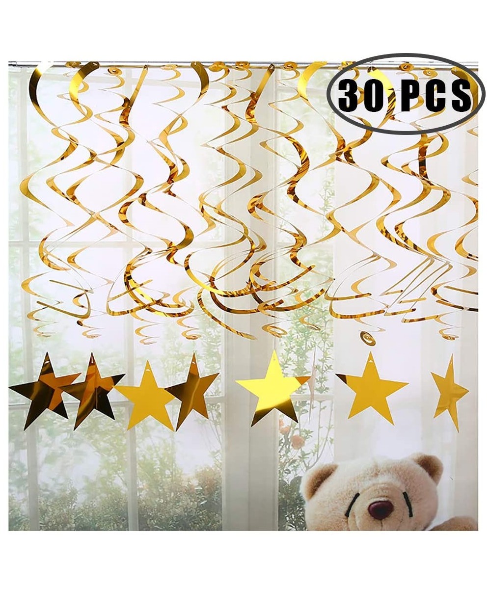 Gold Star Hanging Swirl Decorations-Hanging Gold Party Supplies for Graduation Wedding Baby Shower Decorations-Pack of 30 - G...