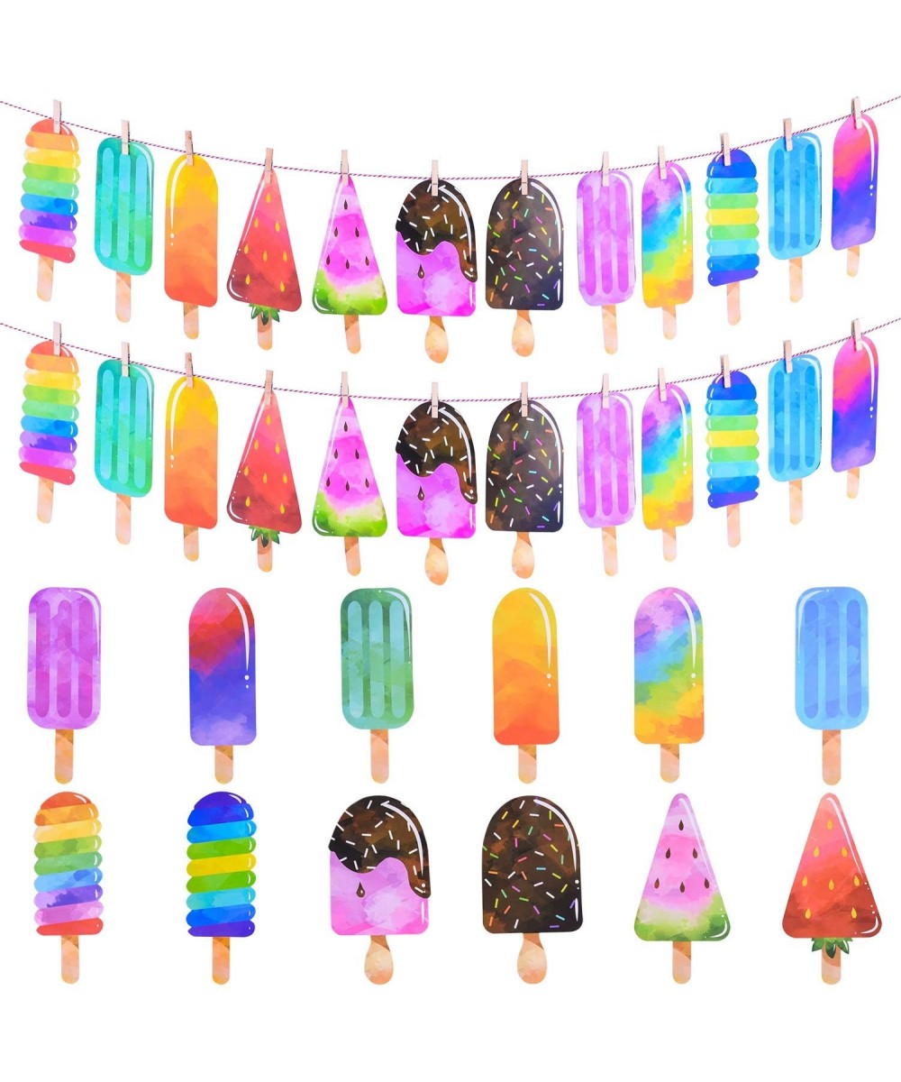 2 Pack Popsicle Banner Ice Cream Banner Popsicle Party Garland for School Kid Birthday Summer Party Decoration - CG18U4SAAIK ...