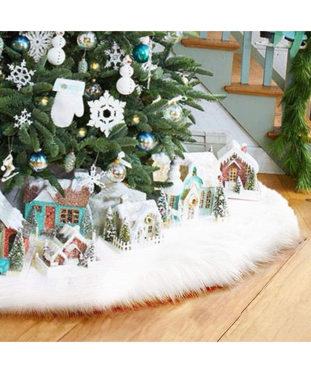 Christmas Tree Skirt 48 Inch White Faux Fur Tree Skirts Soft Plush Xmas Large Snowy Christmas Decorations for Merry Christmas...