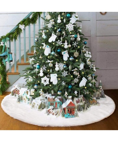 Christmas Tree Skirt 48 Inch White Faux Fur Tree Skirts Soft Plush Xmas Large Snowy Christmas Decorations for Merry Christmas...