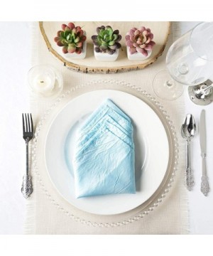 10 pcs 20-Inch Light Blue Crinkled Crushed Taffeta Dinner Napkins - for Wedding Party Events Restaurant Kitchen Home - Light ...