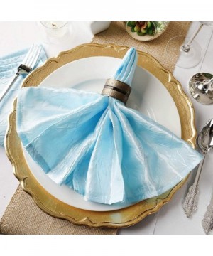 10 pcs 20-Inch Light Blue Crinkled Crushed Taffeta Dinner Napkins - for Wedding Party Events Restaurant Kitchen Home - Light ...