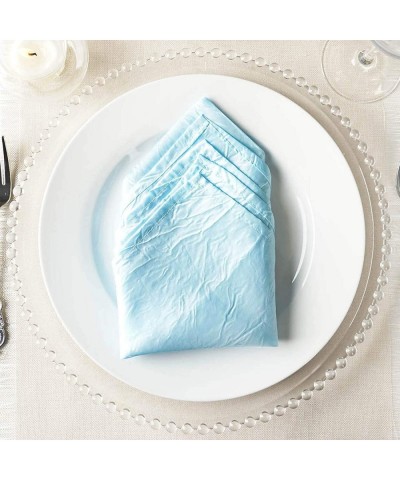 10 pcs 20-Inch Light Blue Crinkled Crushed Taffeta Dinner Napkins - for Wedding Party Events Restaurant Kitchen Home - Light ...