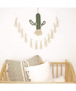 Tassel Pom Pom Garland and Cactus Macrame Decor- Cute Wall Hanging Farmhouse Boho Home and Bedroom Decor- String Banner for K...
