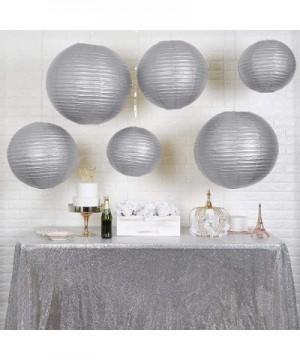 6 pcs Silver Large Assorted 16" 20" 24" Hanging Paper Lanterns - Wedding Birthday Home Decorations Supplies - Silver - CT194K...