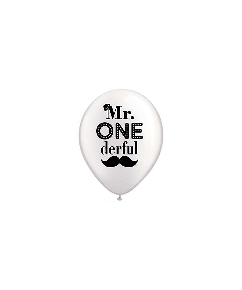 Mr. Onederful Balloons - Set of 3 - White with Black - 1st Birthday Balloon - 1st Birthday Decoration Boy - First Birthday - ...