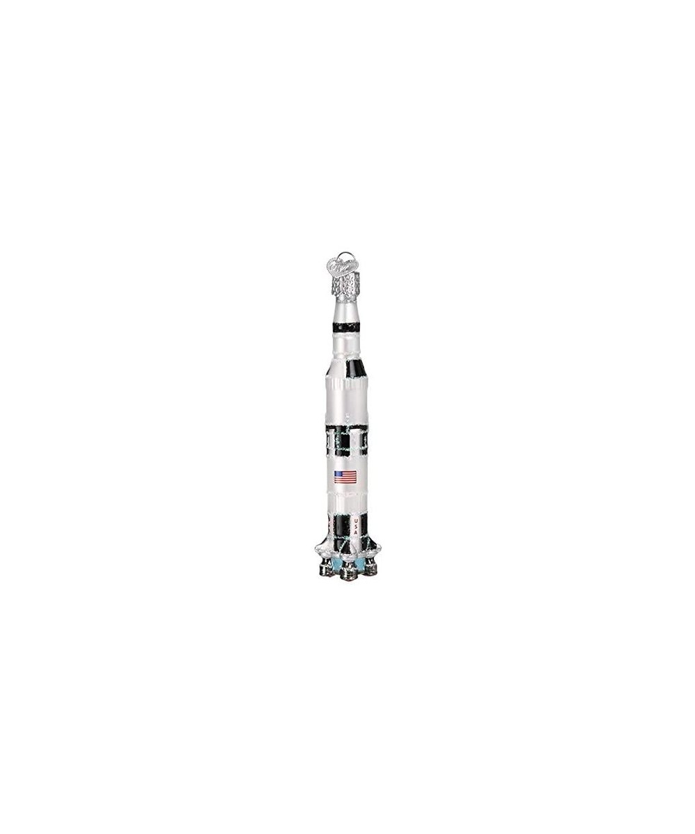 Christmas Glass Blown Ornament with S-Hook and Gift Box- Toy and Hobby Collection (Saturn V Rocket- 46088) - Saturn V Rocket-...