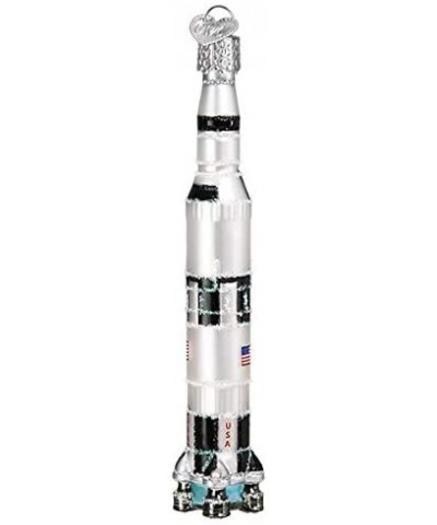 Christmas Glass Blown Ornament with S-Hook and Gift Box- Toy and Hobby Collection (Saturn V Rocket- 46088) - Saturn V Rocket-...