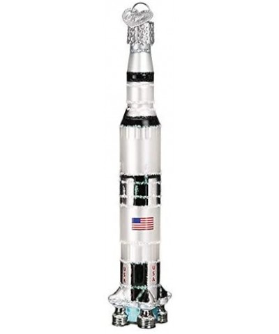 Christmas Glass Blown Ornament with S-Hook and Gift Box- Toy and Hobby Collection (Saturn V Rocket- 46088) - Saturn V Rocket-...