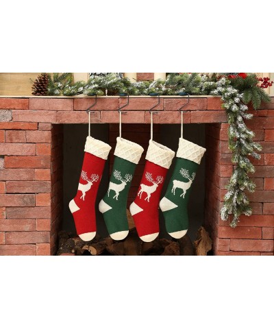 Reindeer Knit Christmas Stockings (4Pack- Red+Green)- 18 inches Large Size Fireplace Hanging Socks for Holiday Decorations - ...