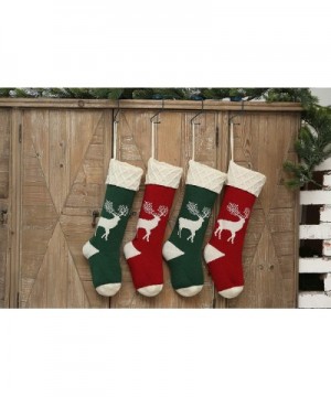 Reindeer Knit Christmas Stockings (4Pack- Red+Green)- 18 inches Large Size Fireplace Hanging Socks for Holiday Decorations - ...