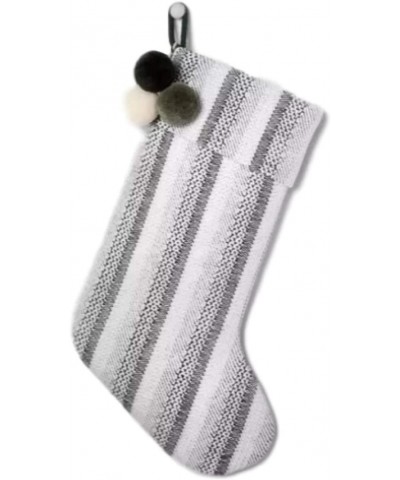 with Magnolia Holiday Stocking Black Stripe with Poms - C618AYNNEEC $6.00 Stockings & Holders