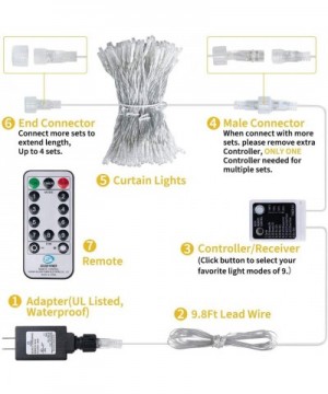 300 LED Curtain Lights Remote Control 8 Lighting Modes&Timer 9.8FT&9.8FT Twinkle Fairy Lights Decorative Lights for Christmas...