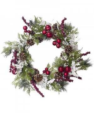 19.7Inch Christmas Wreath for Front Door- with Artificial Berries and Pine Cones- Holiday Decorations Garland for Christmas I...