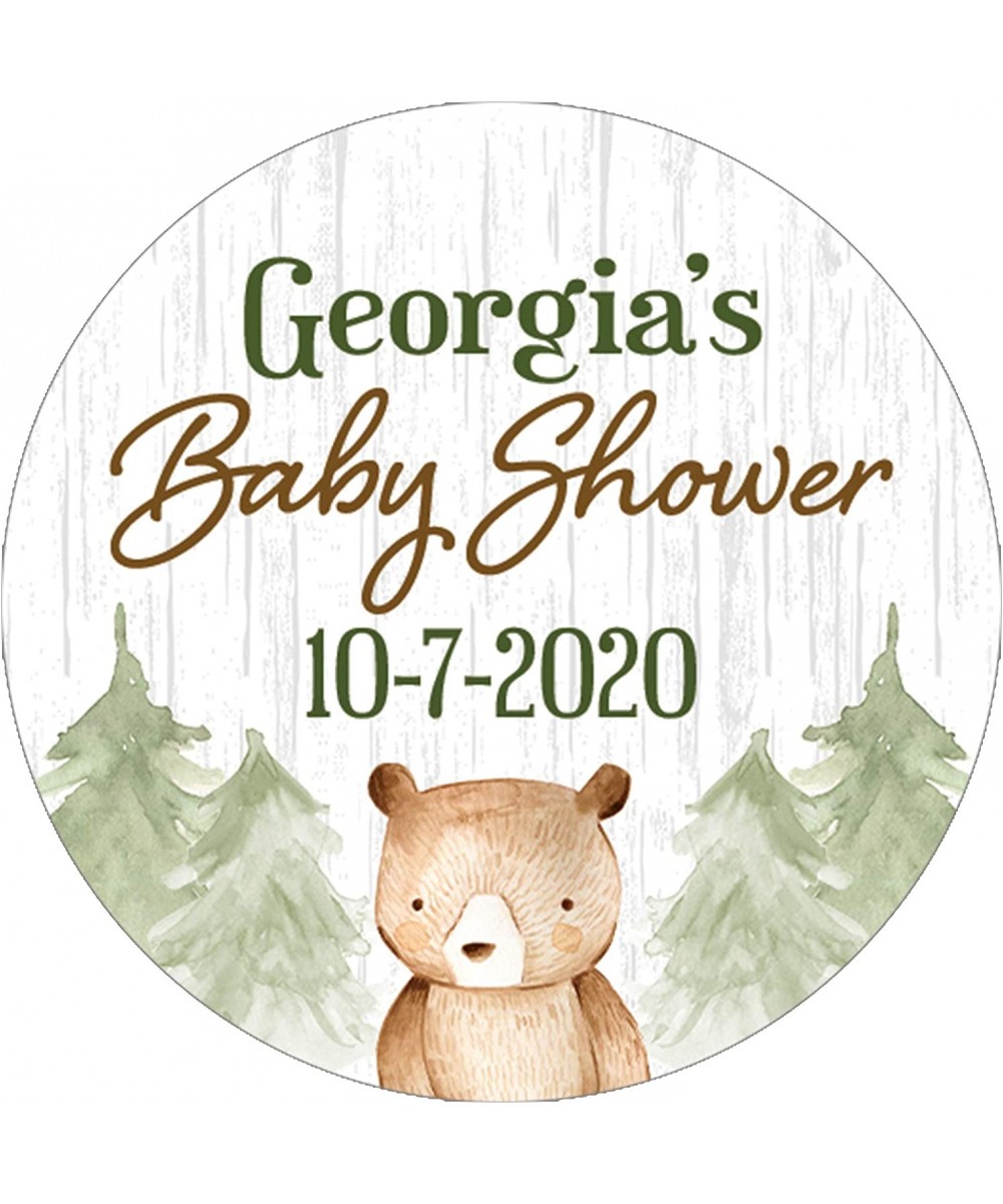 Personalized Woodland Bear Party Favor Labels - 40 Stickers - CR19EH7C6E2 $10.09 Favors