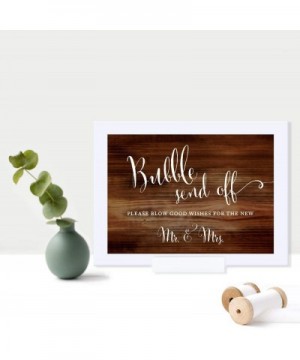 Wedding Framed Party Signs- Rustic Wood Print- 5x7-inch- Bubble Send Off Please Blow Good Wishes for The New Mr. & Mrs. Sign-...