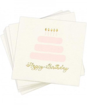 Happy Birthday Party Decorations- Cake Napkins (5 x 5 In- Gold Foil- 50 Pack) - CK185LI38SX $6.44 Party Tableware