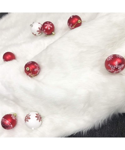 Christmas Tree Skirts White Plush Luxury Faux Fur Tree XmasTree Skirt for Christmas Decoration New Year Party Holiday Decorat...