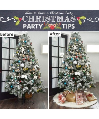 Christmas Tree Skirts White Plush Luxury Faux Fur Tree XmasTree Skirt for Christmas Decoration New Year Party Holiday Decorat...