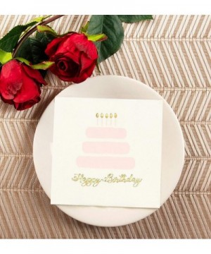 Happy Birthday Party Decorations- Cake Napkins (5 x 5 In- Gold Foil- 50 Pack) - CK185LI38SX $6.44 Party Tableware