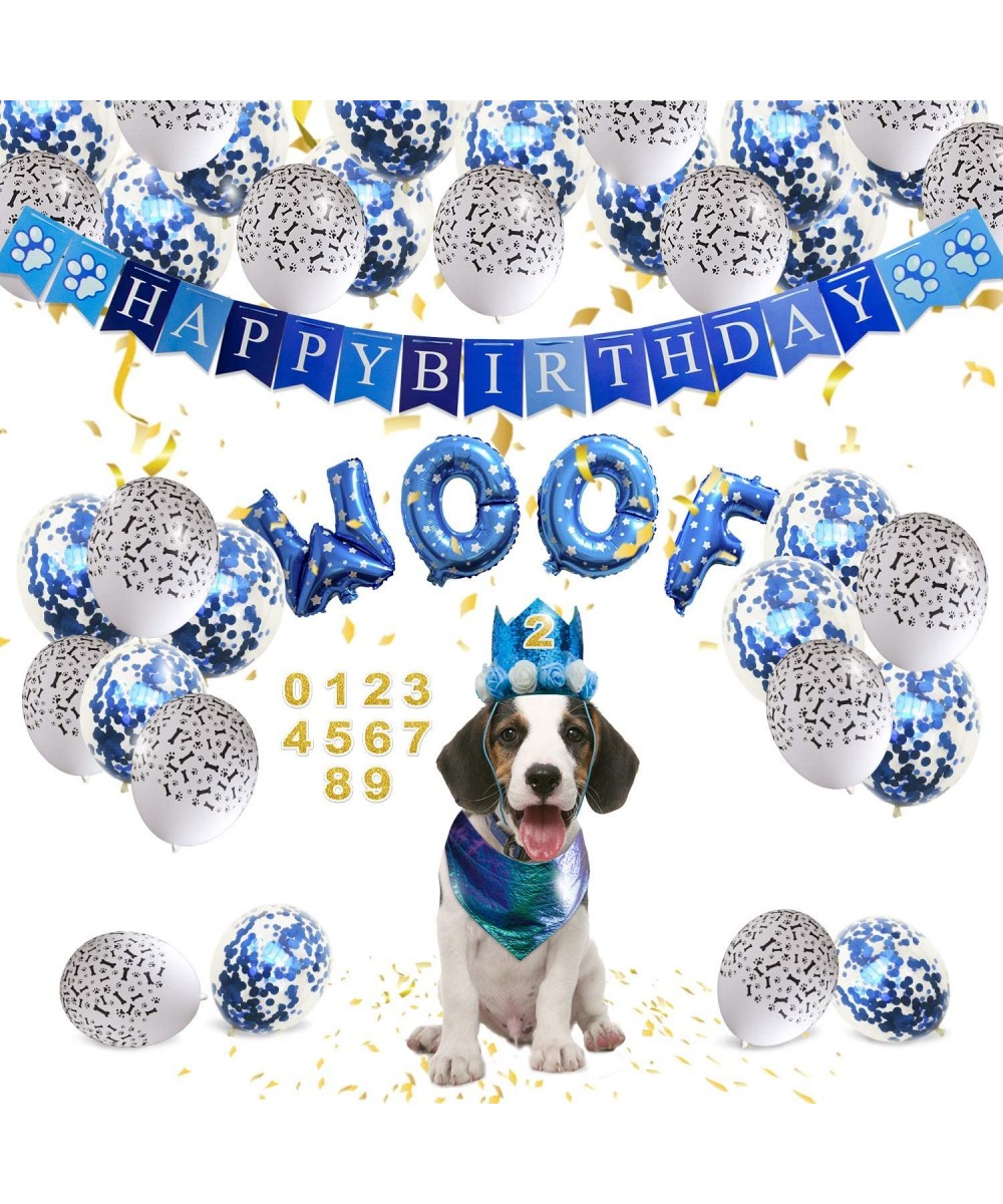 Dog Birthday Party Supplies Lets Pawty Puppy Decorations-Birthday Crown and Bandana-20 Pcs Paw Print Balloons-Happy Birthday ...