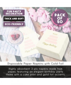 Happy Birthday Party Decorations- Cake Napkins (5 x 5 In- Gold Foil- 50 Pack) - CK185LI38SX $6.44 Party Tableware