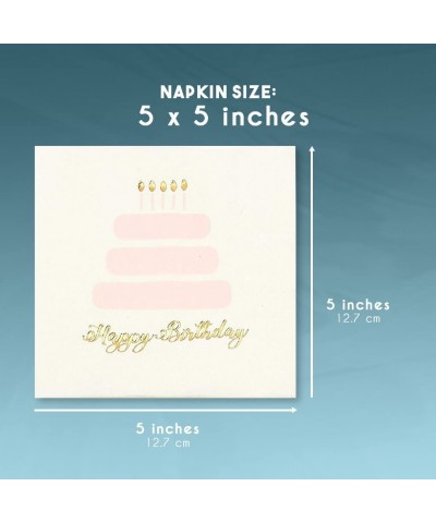 Happy Birthday Party Decorations- Cake Napkins (5 x 5 In- Gold Foil- 50 Pack) - CK185LI38SX $6.44 Party Tableware