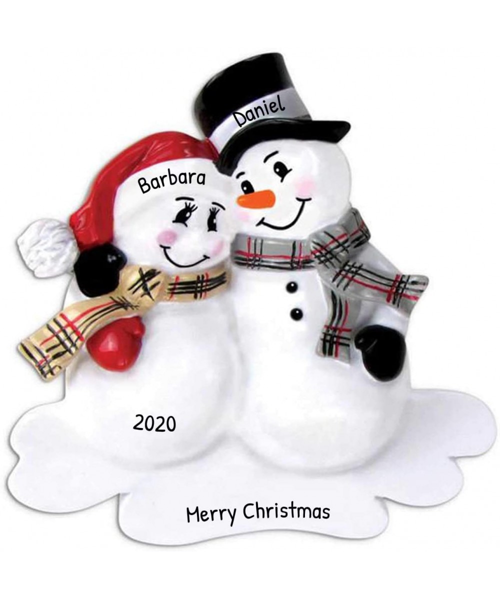 Personalized Snowman Couple Christmas Tree Ornament 2020 - Cute Happy Romantic Together Friend Winter Activity Tradition Holi...