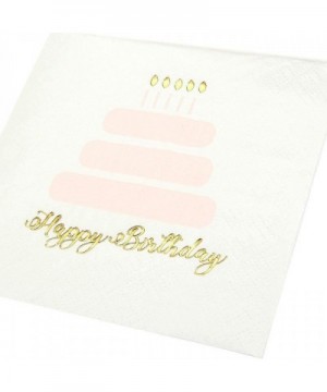 Happy Birthday Party Decorations- Cake Napkins (5 x 5 In- Gold Foil- 50 Pack) - CK185LI38SX $6.44 Party Tableware