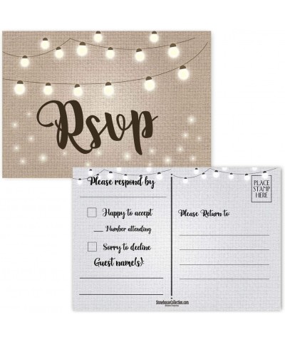 50 Blank Rustic RSVP Postcards - Rustic Lights - 4 x 6 Postcards - Great For Wedding RSVP- Baby Shower- Birthdays- RSVP Reply...