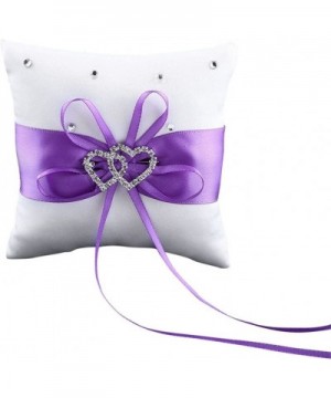 Crafted Wedding Ring Bearer Pillow Cushion Ribbon Bowknot Crystal Decoration- Purple - Purple - CU12L52RFE7 $6.14 Ceremony Su...