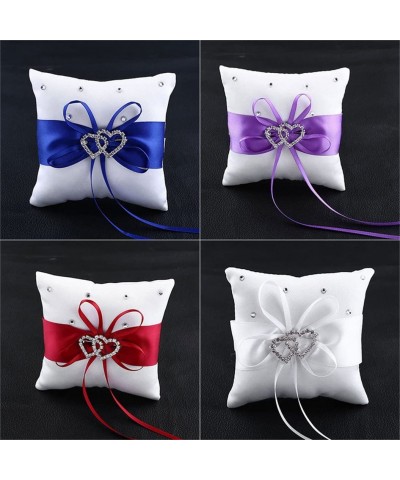 Crafted Wedding Ring Bearer Pillow Cushion Ribbon Bowknot Crystal Decoration- Purple - Purple - CU12L52RFE7 $6.14 Ceremony Su...