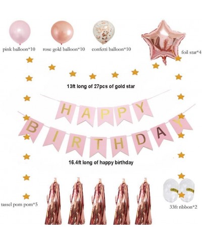 Sweet 16th Birthday Party Supplies Decoration Rose Gold-Confetti Latex Balloon-Foil Mylar Star-Tassel Garland-Tinsel Foil Fri...