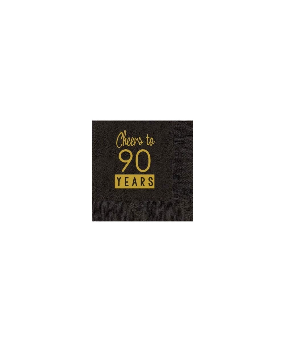 90th Birthday Black Cocktail Napkins - Cheers to 90 Years (50 napkins) - CK1832N256G $14.50 Tableware