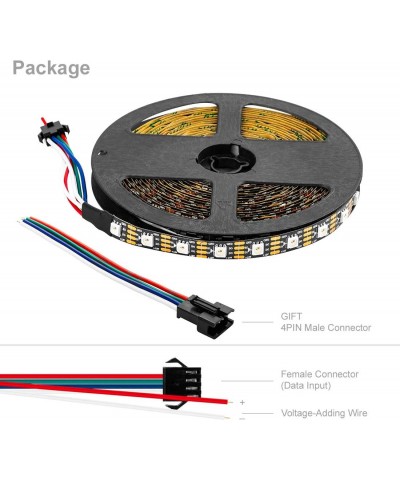 16.4ft 300 Pixels Magic Dream Color Individually Addressable RGB LED Flexible Strip Light 5050 SMD Dual Signal IP30 Non-Water...