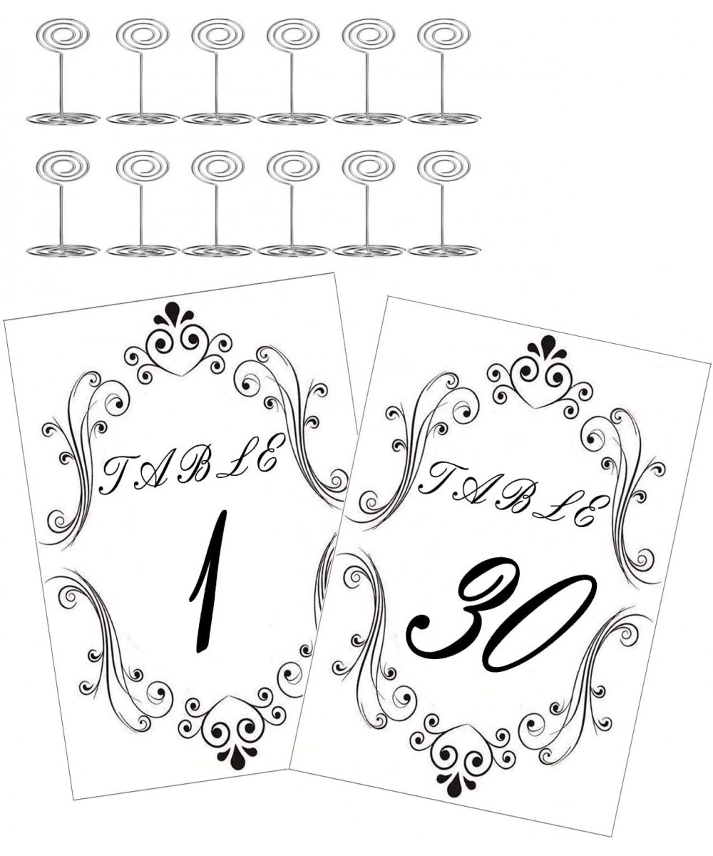 30 Pieces Sliver Table Number Holders and Number 1-30 Table Cards Set Photo Menu Name Holder- Stand Table Holder for Wedding ...