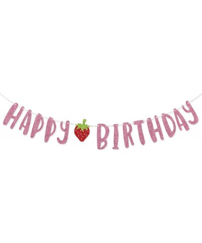 Strawberry Happy Birthday Banner for Berry Sweet Strawberry Birthday Party Decorations - Hbd - CR198GCE8LO $6.44 Banners & Ga...