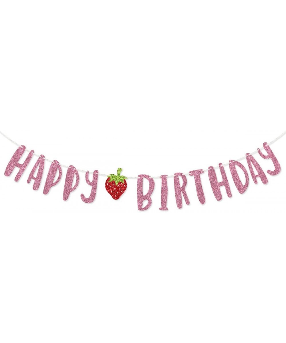 Strawberry Happy Birthday Banner for Berry Sweet Strawberry Birthday Party Decorations - Hbd - CR198GCE8LO $6.44 Banners & Ga...