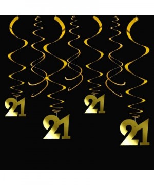 Gold 21 Party Swirl Birthday Decorations-Foil Ceiling Hanging Swirl for 21st Birthday Party Decorations 21st Anniversary - Pa...