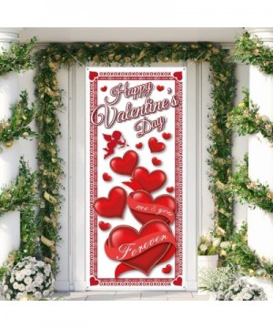 Happy Valentine's Day Door Cover- Large Fabric Valentines Day Red Heart Door Cover Valentines Day Banner Door Hanging Holiday...