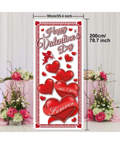 Happy Valentine's Day Door Cover- Large Fabric Valentines Day Red Heart Door Cover Valentines Day Banner Door Hanging Holiday...