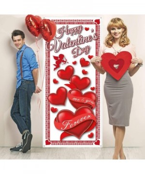 Happy Valentine's Day Door Cover- Large Fabric Valentines Day Red Heart Door Cover Valentines Day Banner Door Hanging Holiday...